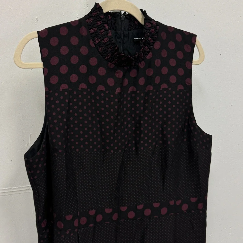Who What Wear Dark Polka Dot Sleeveless Midi‎ Dress XXL Smocked  Whimsical Retro